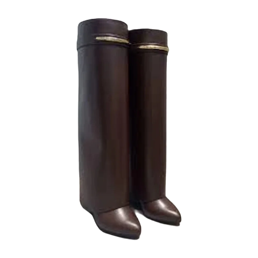 Bottines à talon haut à bout pointu avec boucle en métal, bottes hautes pour femme, hiver 2026, bottes longues à enfiler, talons hauts, bottes de soirée tendance