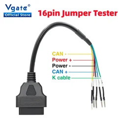 Conector de probador de puente de 16 pines OBD OBD2 hembra K línea puede línea Cable de diagnóstico Universal K + CAN Cable OBD2 para coche camión