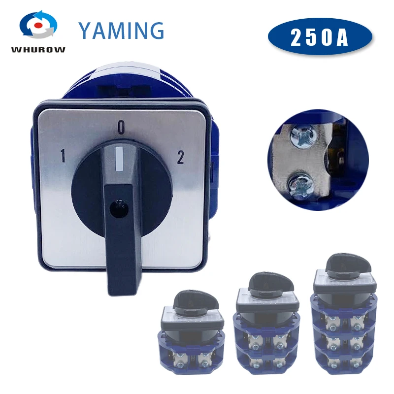 

250A Rotary Cam Switch Three Positions LW26-250 Universal Change-over Dual Power Supply Motor Reverse Circuit Control