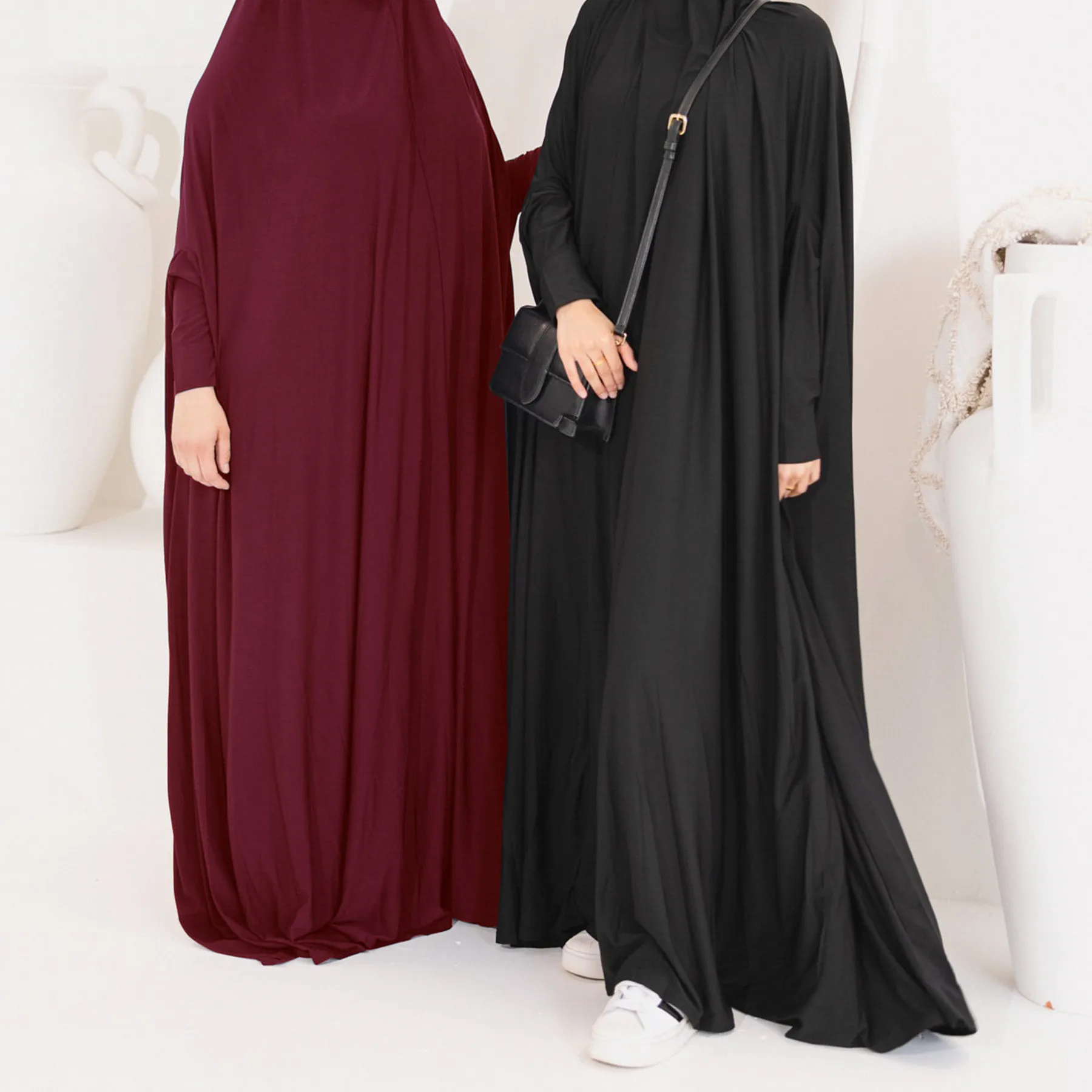 

Ramadan Eid Muslim Abaya Hooded Kaftan One-Piece Prayer Dress Women Jalabiya Islam Clothing Dubai Saudi Black Robe Djellaba Robe