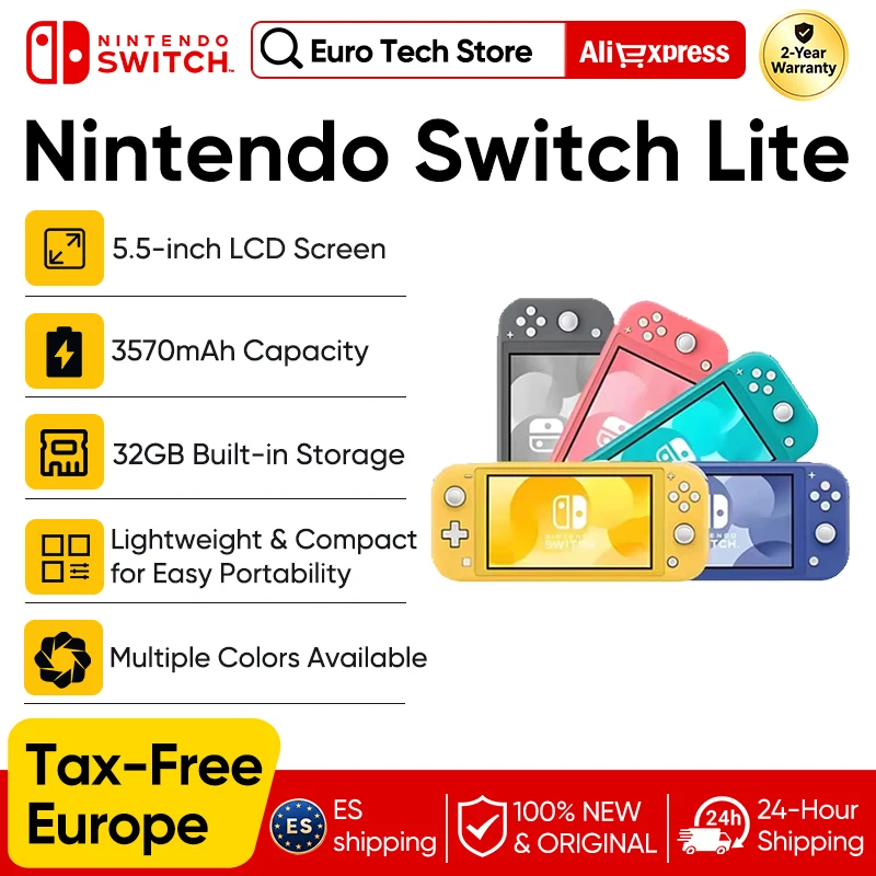Consola de juegos portátil Nintendo Switch Lite, liviana y portátil, controlador Joy Con integrado, opción de varios… — oferta en AliExpress