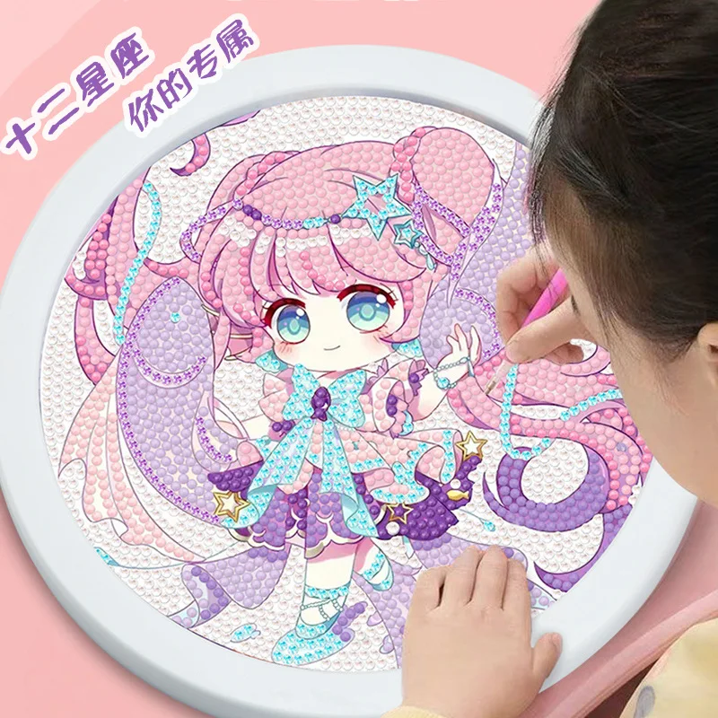 New 5d DIY Diamond Painting Sticker With Frame Chinese Zodiac Kit SuitableHandmade Dotted Diamond Crystal Painting Girl Toy Gift