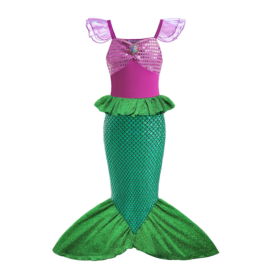 Disney Princess Mermaid Ariel Costume For Girls Kids Cosplay Children Carnival Birthday Party Prom Clothes Summer Dress Vestido