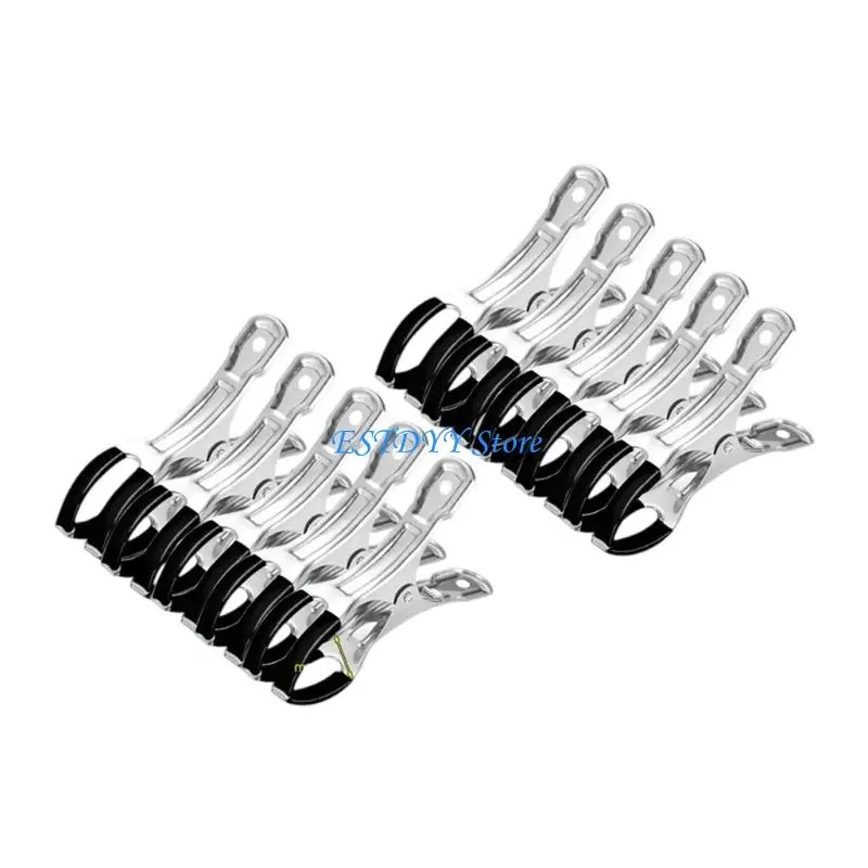 G6de 10pcs شماعات الصلب المقاوم للصدأ المشابك الزنبركية أغطية حمام سباحة كبيرة المشابك مسابح شاقة في سباحة مقطع مقاوم للرياح