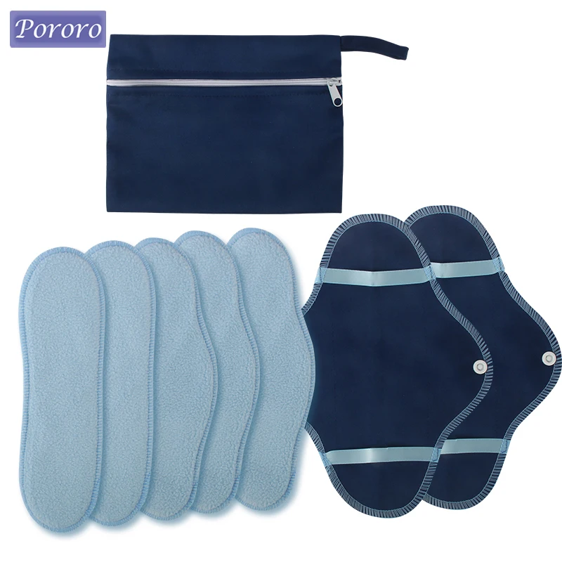 

Reusable Menstrual Pads Heavy Flow Fleece Washable Sanitary Pads Lady Care Washable Pads Gaskets with Storage Bag for Period