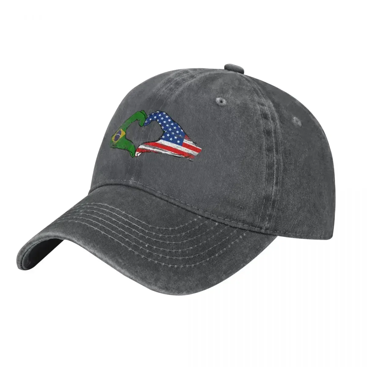 

Brazil USA flag hands heart shape used Baseball Cap Brand Man cap Designer Hat party Hat funny hat Elegant Women's Hats Men's