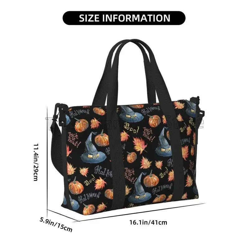 Halloween Pumpkin Witch Hat Print Travel Duffel Bags Weekender Overnight Bag for Women Men Sport Gym Yoga Bag Carry on Tote Bags