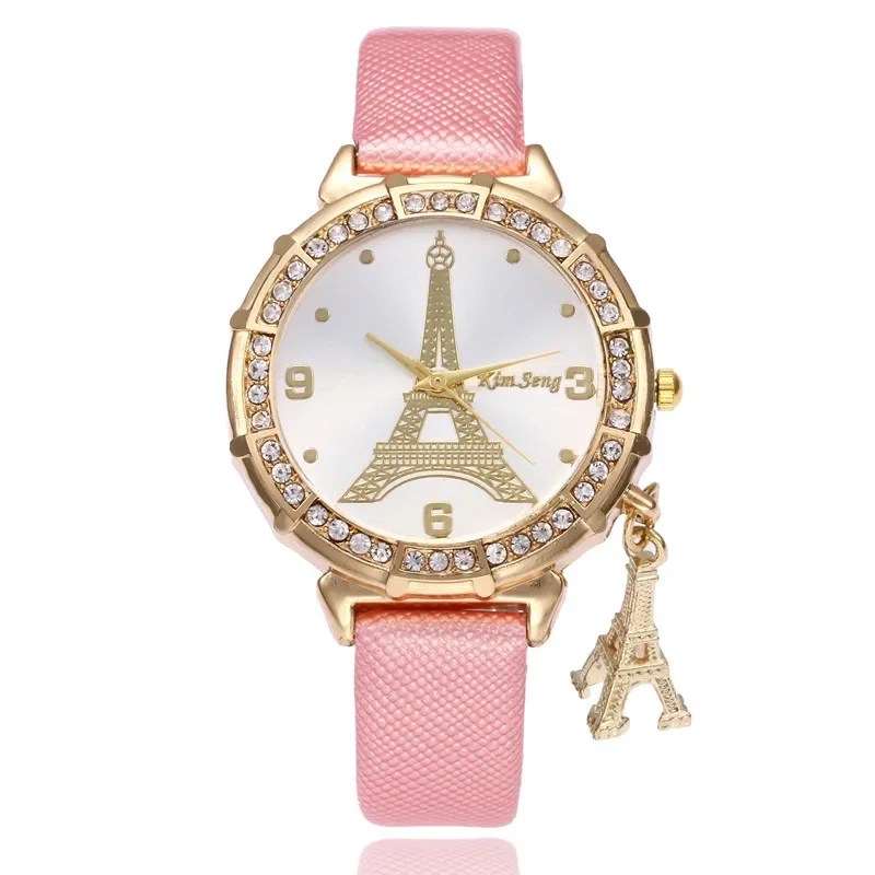 Elegant Luxury ผู้หญิงนาฬิกาแฟชั่น Paris EIFFEL Tower สุภาพสตรีนาฬิกาหนัง Faux ควอตซ์นาฬิกา Relogio Feminino Reloje Mujer