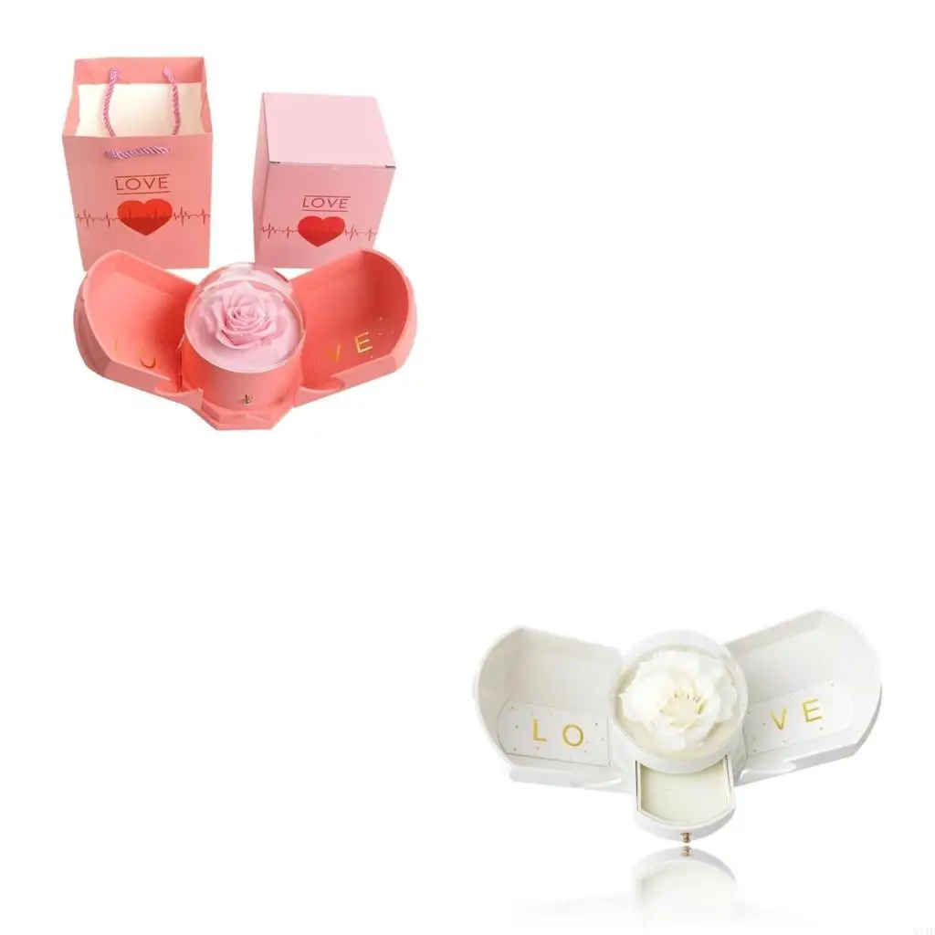 

Elegant Rose Decorated Jewelry Holder Necklace Drawer Case for Valentine's Day