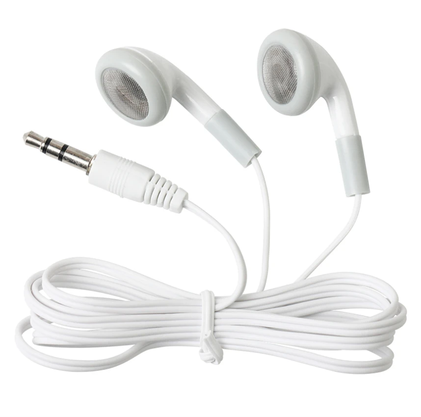 

1000pcs/lot Wholesale 3.5MM White Disposable Earphones for Gift for Museum for Concert for School Air Bus Car