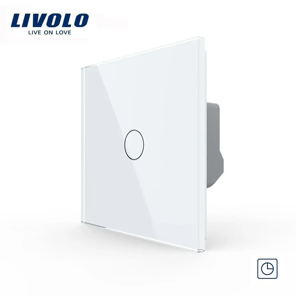 Livolo EU Standard Timer Switch(30s Delay), AC 220~250V, Glass Panel, Light Touch Switch+LED Indicator,VL-C701T-11