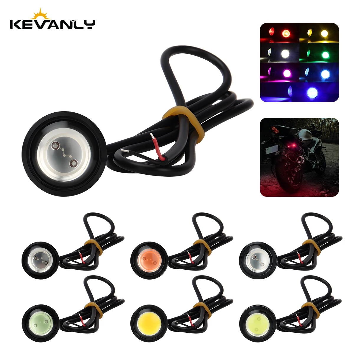 1Pair Motorcycle LED Eagle Eye Signal Light 23MM Multiple Color 12V Mini LED License Plate Light Led Daytime Running Lights