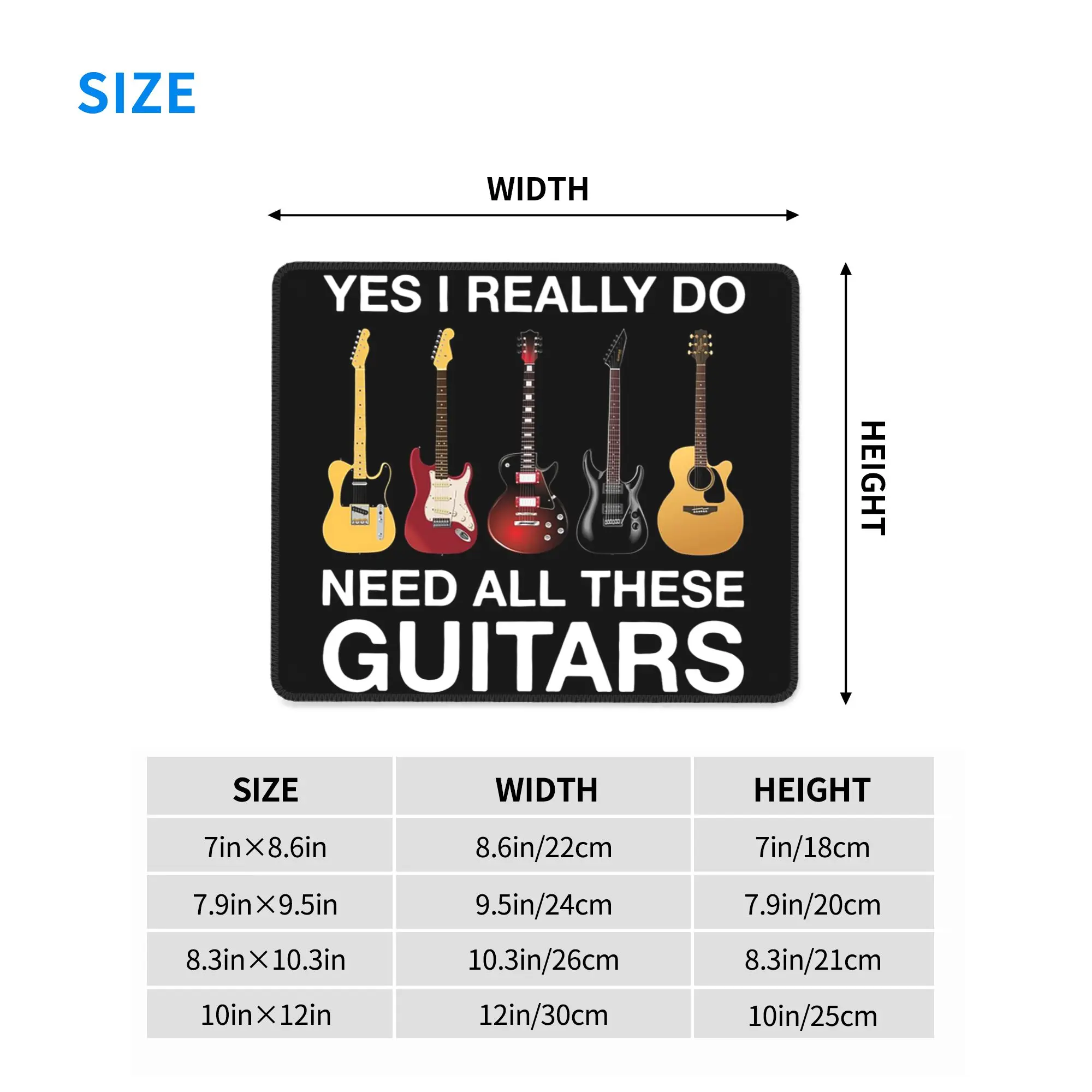 Yes I Really Do Need All These Guitars Mouse Pad Computer Keyboard Mouse Mat Gaming PC Laptop Desk Mat Accessories Table Mats