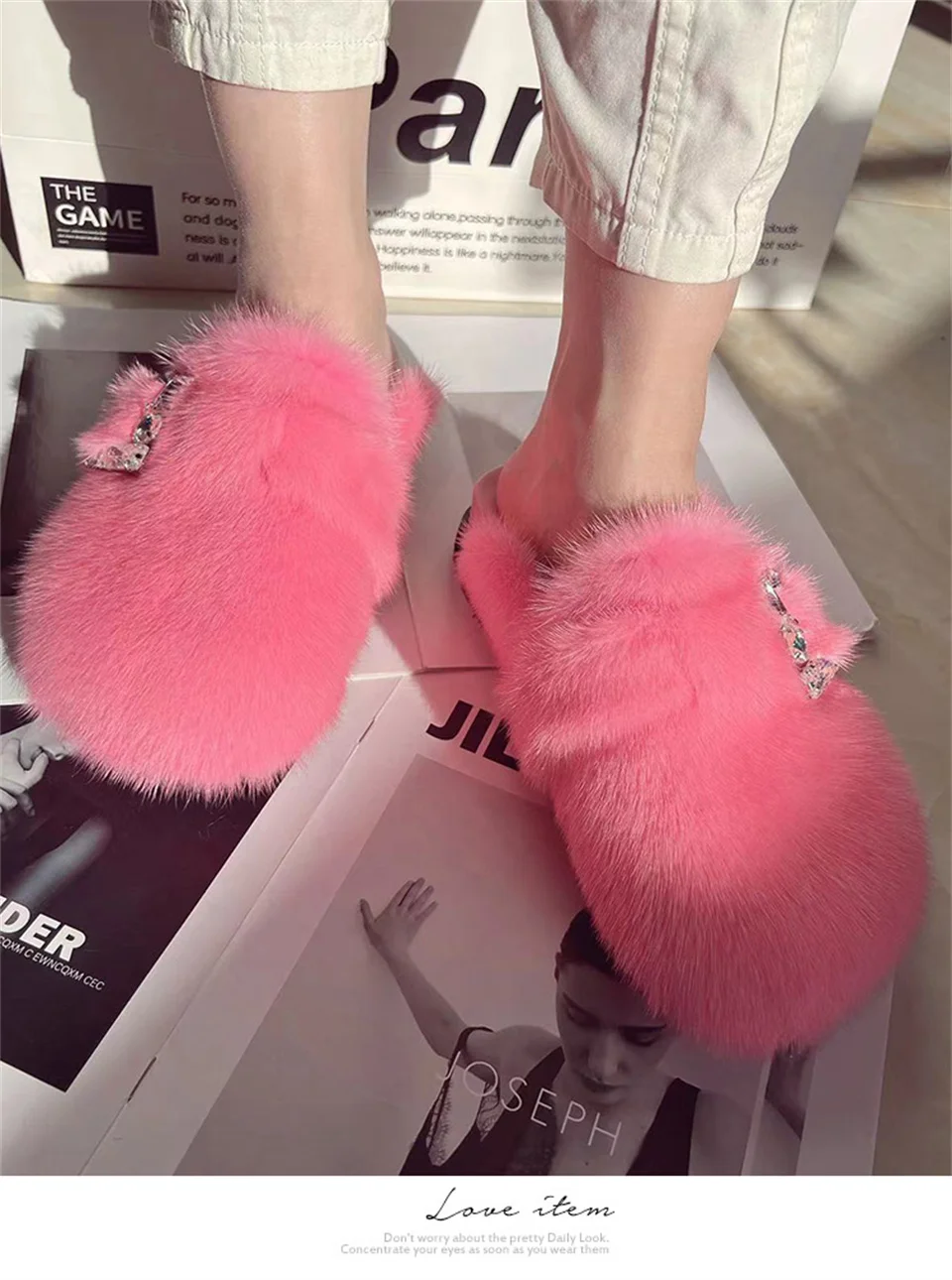 Real Fur Slippers Cork Footbed Clogs For Women Fashion Mink Fur Mules Comfort Shies With Arch Support Lndoor Outdoor Flat Slides