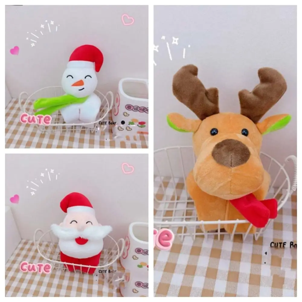 With Clap Circle Christmas Plush Toy Bracelet Furry Non-removable Snowman Bracelet Plush Toy Singing Soft Elk Deer Doll Bracelet