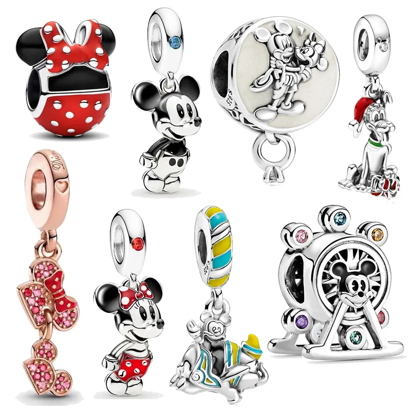 

Fit Women Fashion Cartoon Mickey Minne DIY Bead Pendant New 925 Sterling Silver MINISO Disney Charms Original Suitable