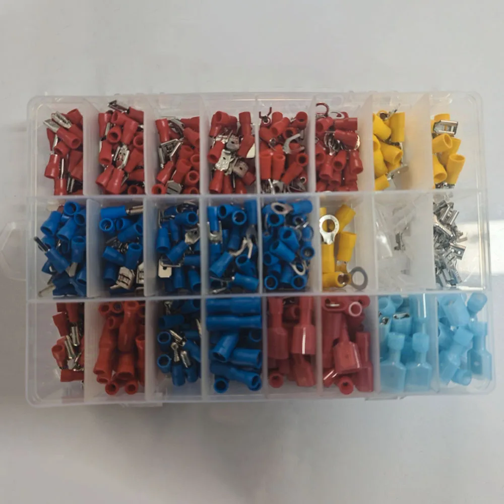 

520PCS 32Types Spade Male and Female Crimp Connectors Spade Fork Ring Insulated Wire Crimp Connectors Bullet Wire connectors