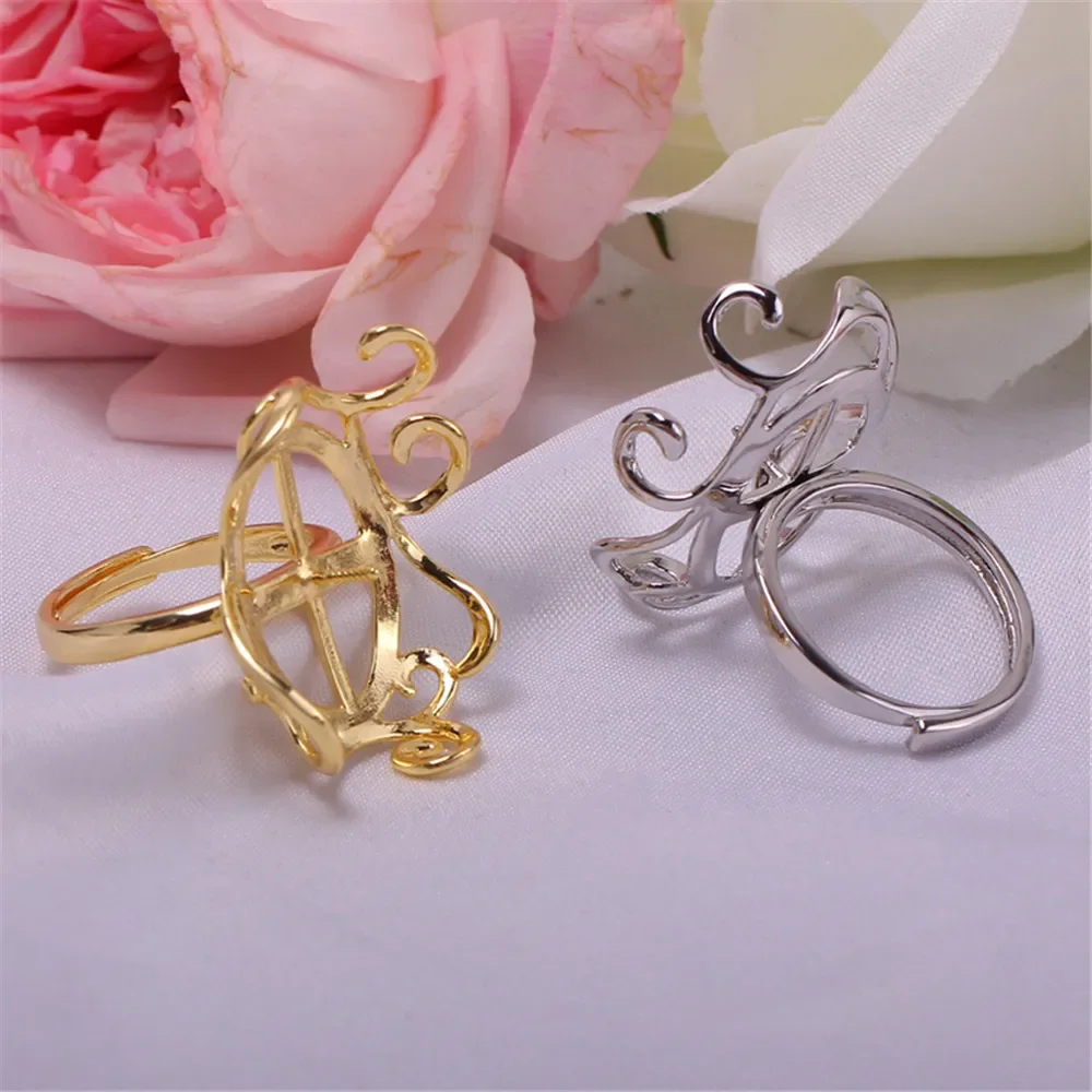 19 Style Pearl Ring Empty Set Domestic 14K Gold Opening Ring Simple Fashion Ring Set Zircon Temperament Handmade DIY Accessories