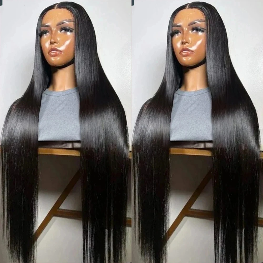 

Прозрачные прямые парики из натуральных человеческих волос 13x4 и 13x6 с фронтальной шнуровкой для женщин, предварительно выщипанные, натуральный черный цвет, бразильские парики из человеческих волос