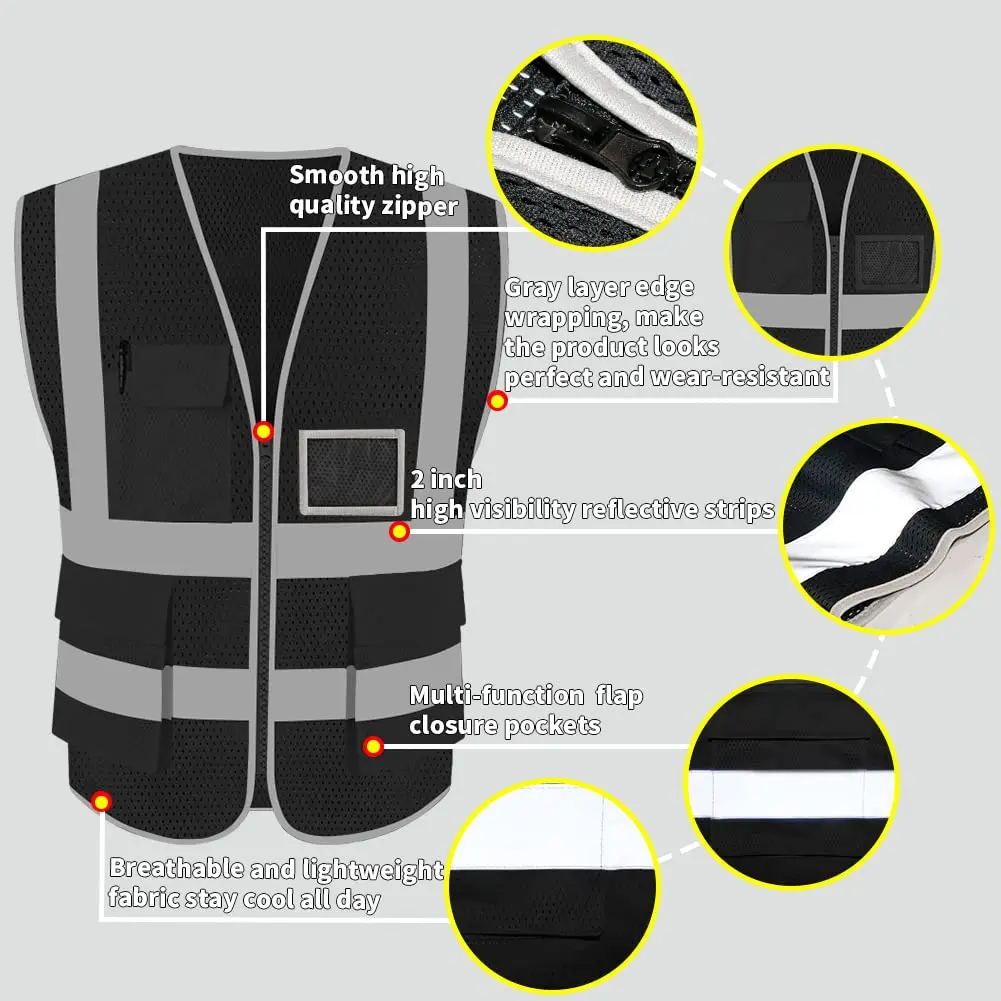 Reflective Safety Vest High Visibility blank  XXXL Motorcycle Jacket Safety Vest Fluorescent Signal For Men Woman