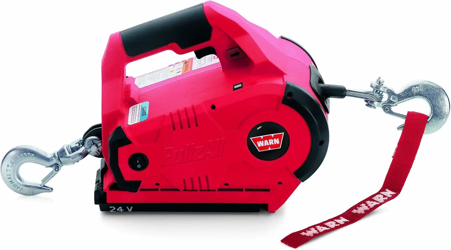 WARN 885030 PullzAll Cordless 24V DC Portable Electric Winch with Steel Cable and 1 Rechargeable Battery Pack: 1/2 Ton (1,000 lb