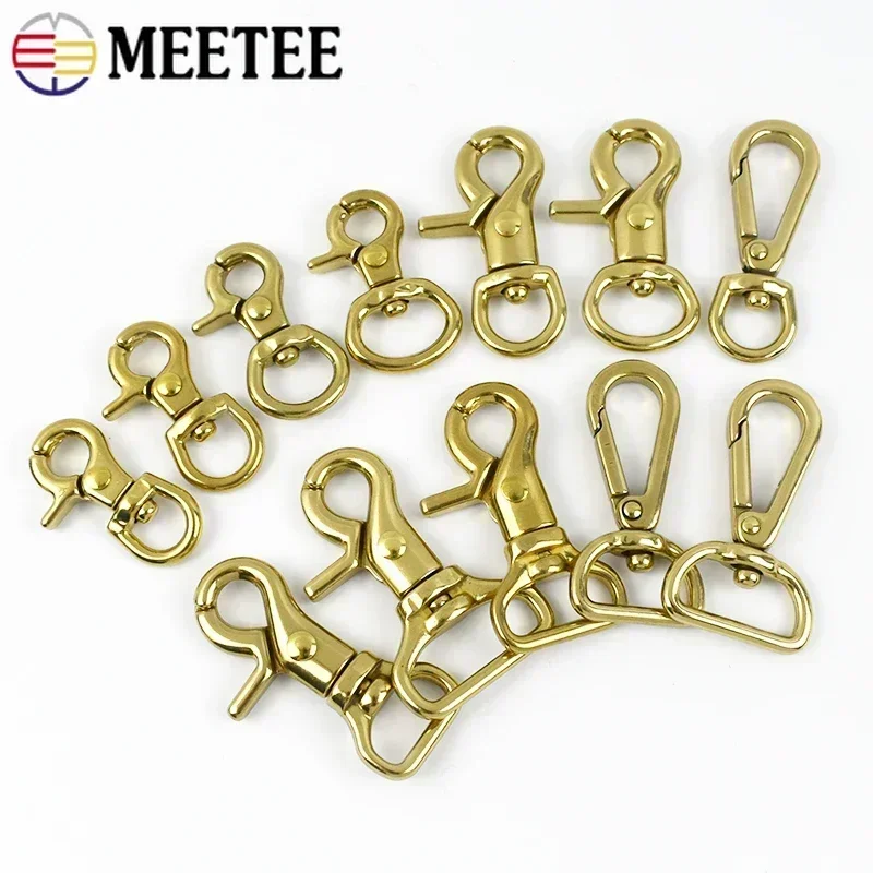 Meetee 2/5Pcs 10-25mm Metal Brass Hook Buckle Carabiner Bag Clasp Lobster Swivel Trigger Clip Dog Snap Buckles DIY Accessories