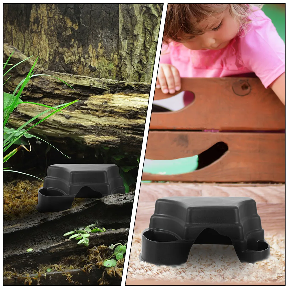 Reptile Cave Turtle Basking Platform Plastic Feeding Bowl Stable Aquarium Tank Hideout Small Animal Habitat Accessories