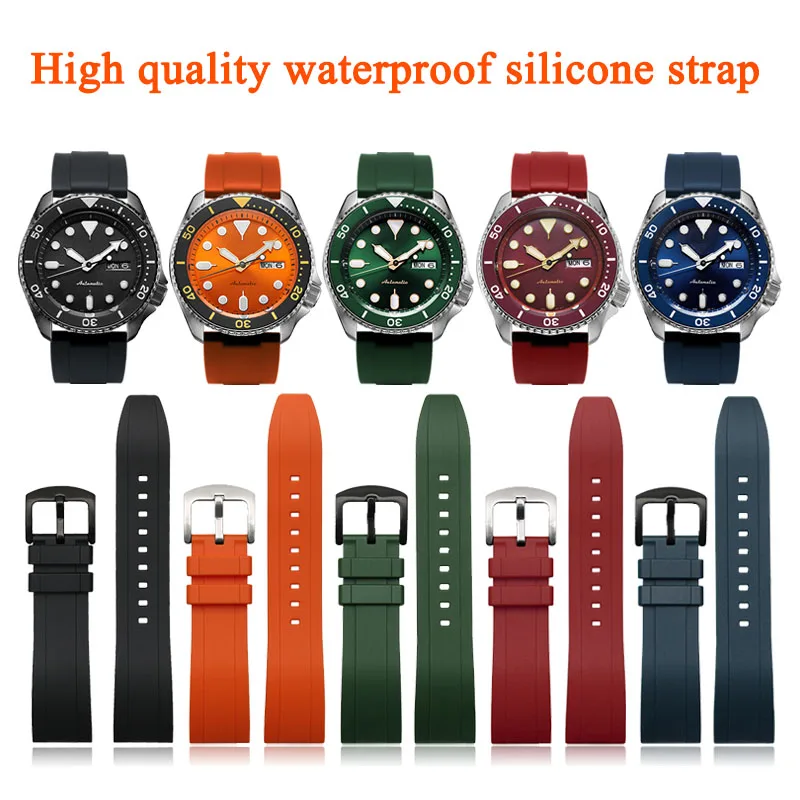 

Quick Release Silicone Strap 20mm 22mm 24mm For Seiko 5 Mido Omega Seamaster Rubber Watch Band Waterproof Sports Belt Bracelets