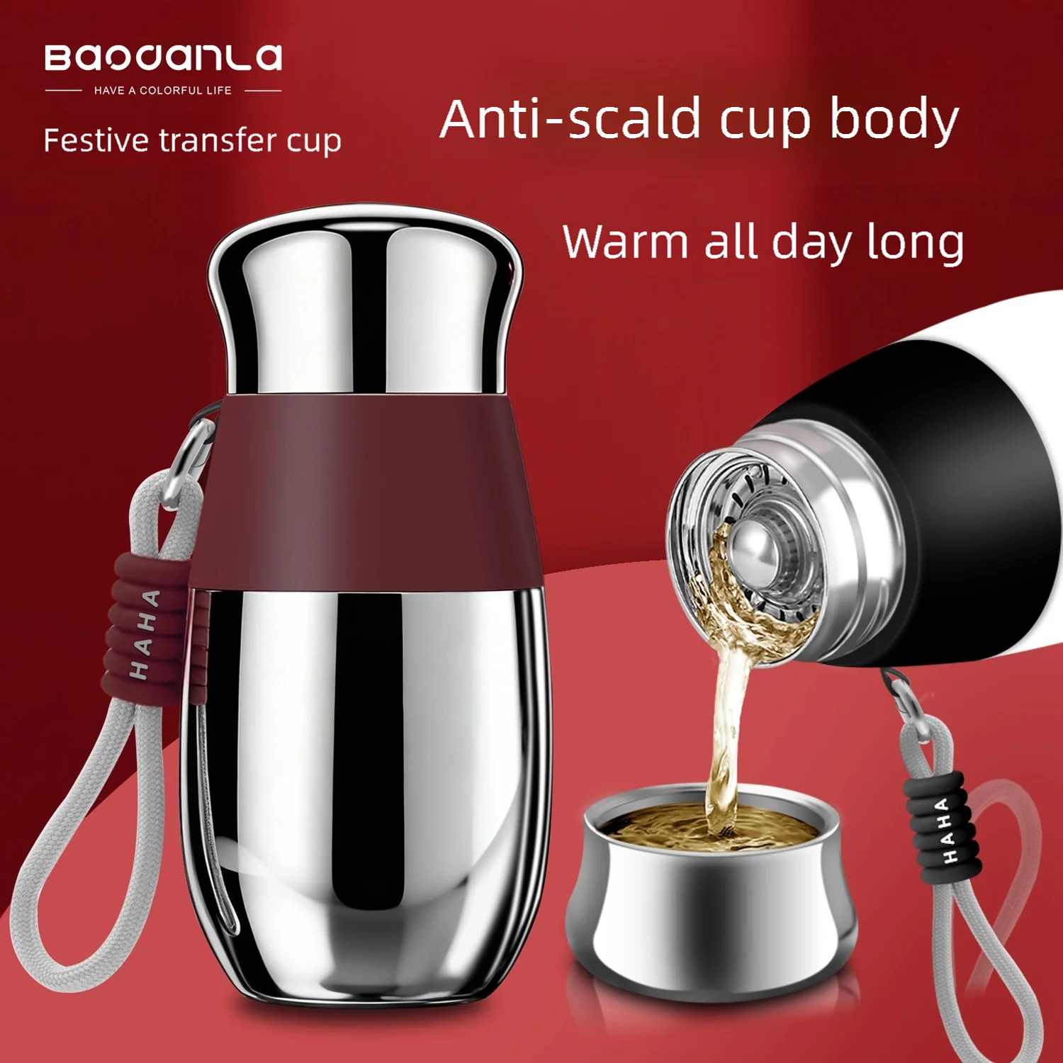 Stainless Steel Vacuum Thermos Cup, Leak-Proof & Portable Travel Mug for Coffee & Tea, Hot and Cold Insulated Flask