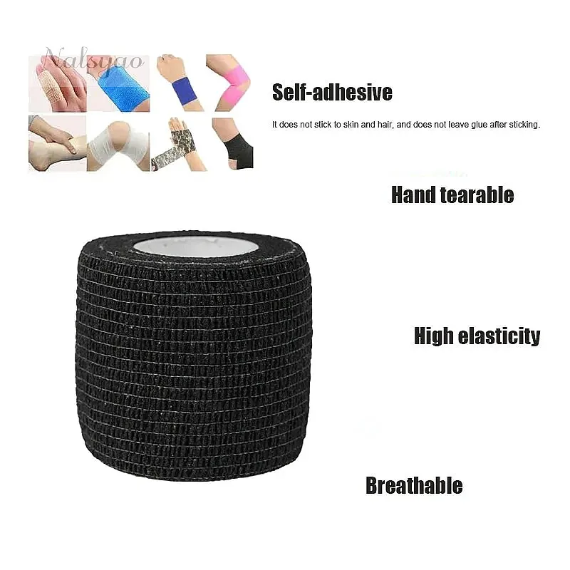 Sports Tape Wrist Ankle First Aid 1/6PCS Black Self Adhesive Bandages Cohesive Elastic Breathable Waterproof Wrap