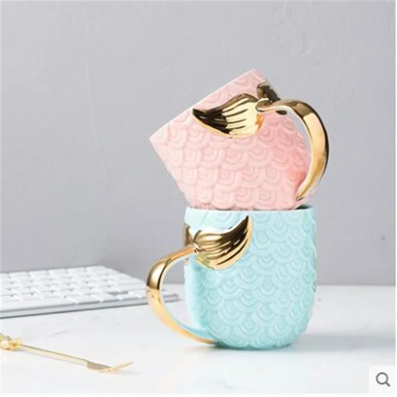 

Mug Continental Breakfast Cup Personalized Fishtail Coffee Novelty Water Cup Blue Bone China