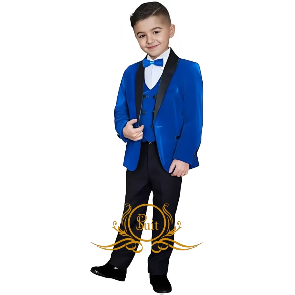 Abito da ragazzo in velluto Set da 3 pezzi Completo invernale per bambini Giacca Pantaloni Gilet Moda Smoking da sposa Giacca per bambini