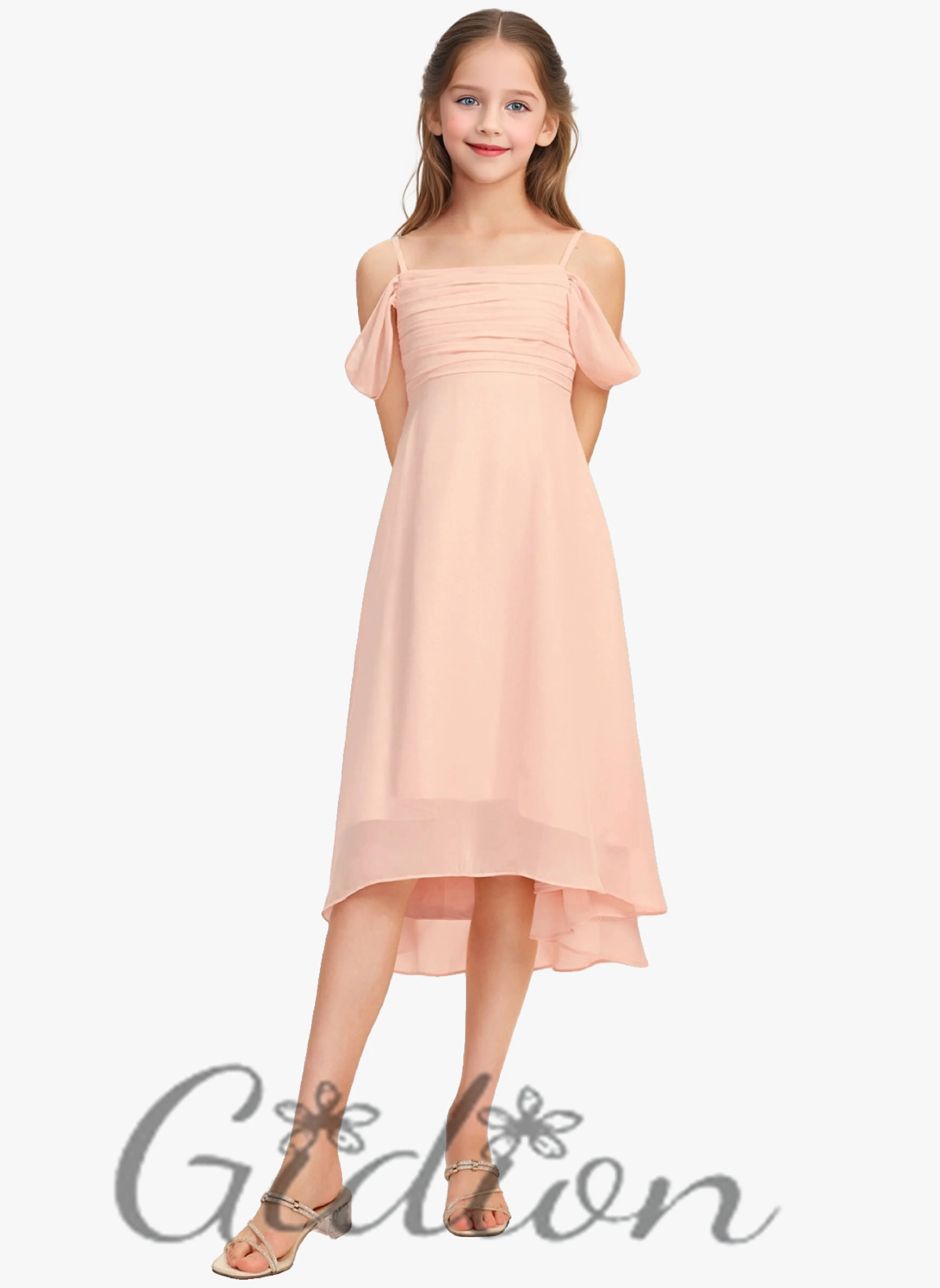 Vestido de gasa alto-bajo para niños, boda, cumpleaños, fiesta de noche, vestidos de baile, primera comunión, desfile, banquete, dama de honor Junior