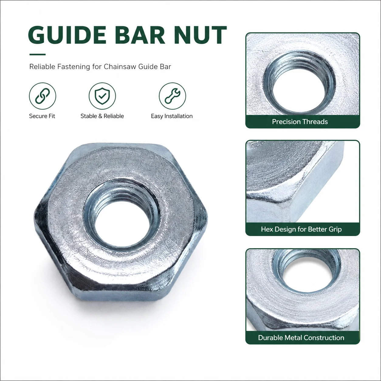 10 Pack M8 Hex Guide Bar Nuts For Stihl Chainsaw MS361 MS440 MS441 MS460 MS461 MS660 MS650 Replaces 00009550801 MS250 MS230 023