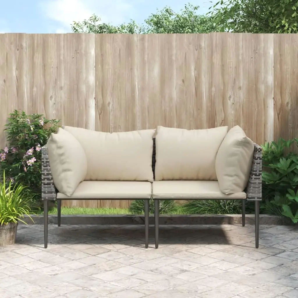 

Garden Corner Sofa Set 2 Pieces Grey Beige Outdoor Furniture Comfortable Seating for Patio and Garden Relaxation Module Design