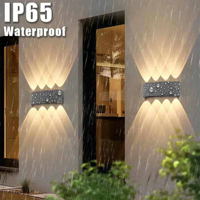 Luz de parede 4/6/8/10w lâmpada de parede luzes ao ar livre à prova dwaterproof água 220v alumínio luzes do jardim ao ar livre luminária ip65 lâmpada arandela