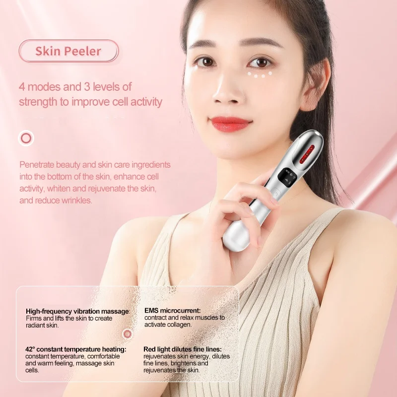 Vibrating Red Light Eye Lift Wand Electric EMS Eye Massager for Dry Eyes, Dark Circles and Puffiness