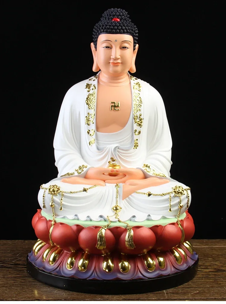 5A # Asia Thailand Sakyamuni Amitabha BUDDHA figure home Altar shop Worship efficacious Talisman family Goddess Mascot statue