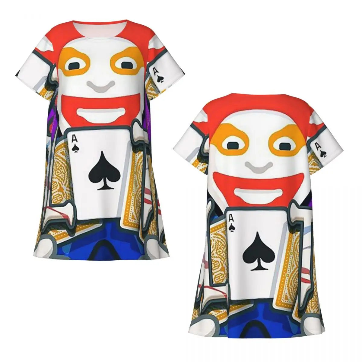 Custom Balatro Playing Card Jocker Lusty Joker Short Sleeves Nightdress For Sleeping Women Short Sleeve Nightgowns Pajama Dress