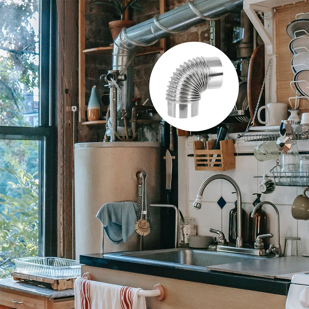 

Stainless Steel Chimney Flue Durable Exhaust Pipe For Kitchen Garden Fireplace Stove Vent Hose Flexible Duct Elbow