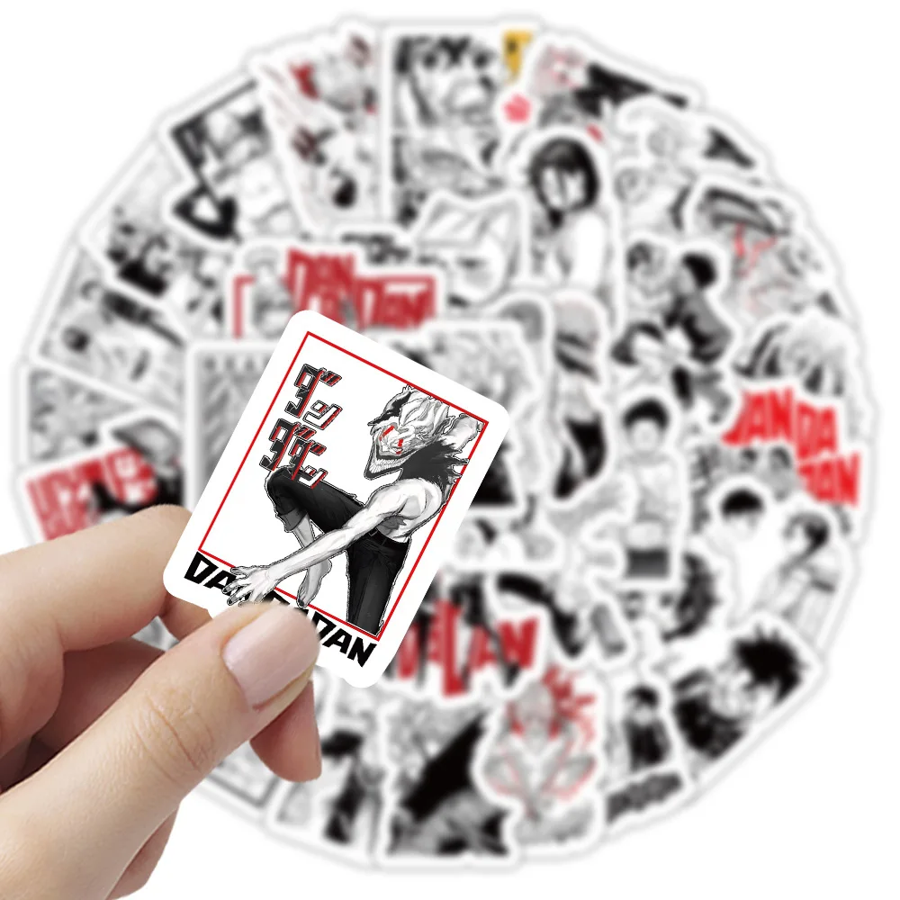 50PCS New DAN DA DAN Cartoon Stickers Funny Anime Graffiti Decoration Kids Toys Black White Style Decals Laptop Guitarr Car Bike