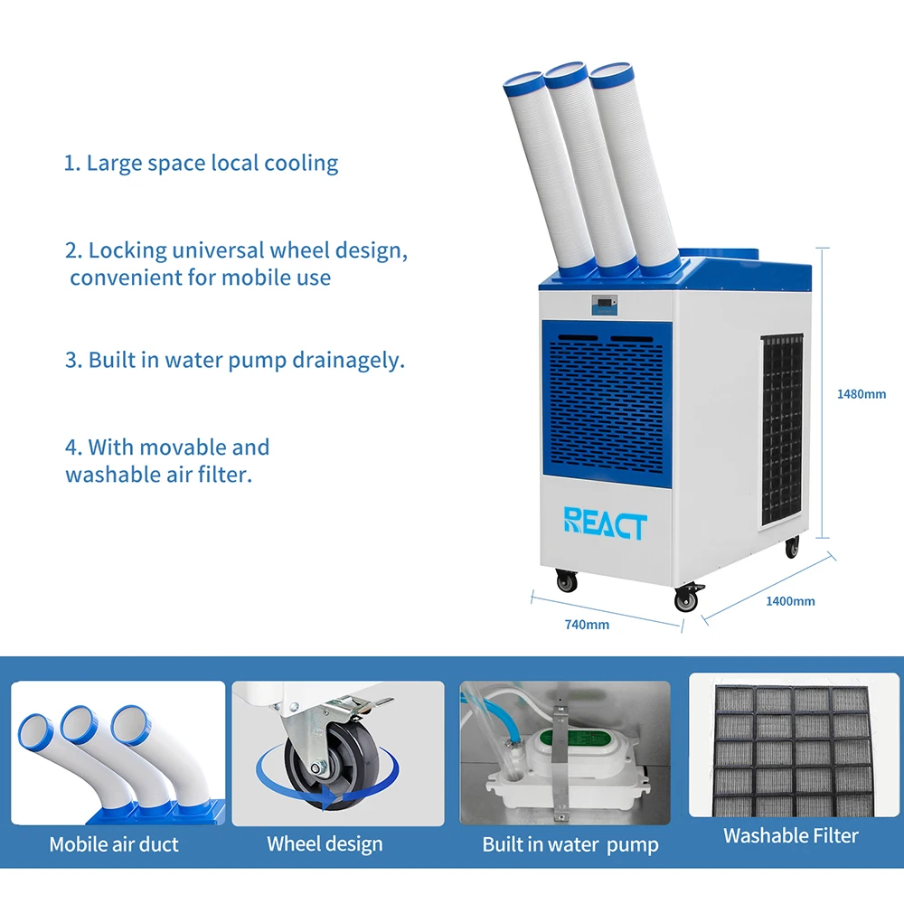 60000BTU Large Spot air Conditioner Portable Industrial air Conditioner Commercial 6Tons AC Portable Air Conditioner