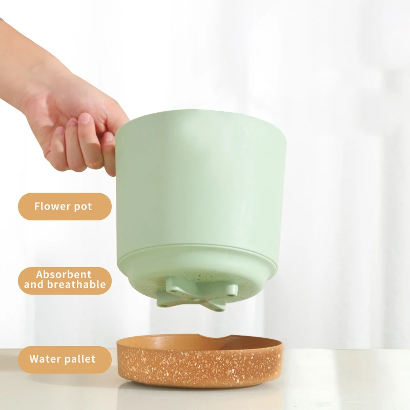 أواني نباتات ذاتية السقي، أصيص زهور بلاستيكي أوتوماتيكي، مزارعي سقي سفلي مع صحن للنباتات الداخلية والخارجية، ديكور الحديقة #5