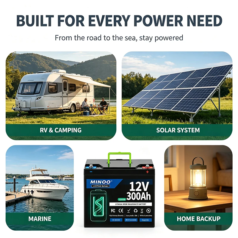 12V 300Ah LiFePO4 Battery Free Charger Built-in 300A BMS 6000+ Cycles Rechargeable Lithium Battery Fast Ship from EU