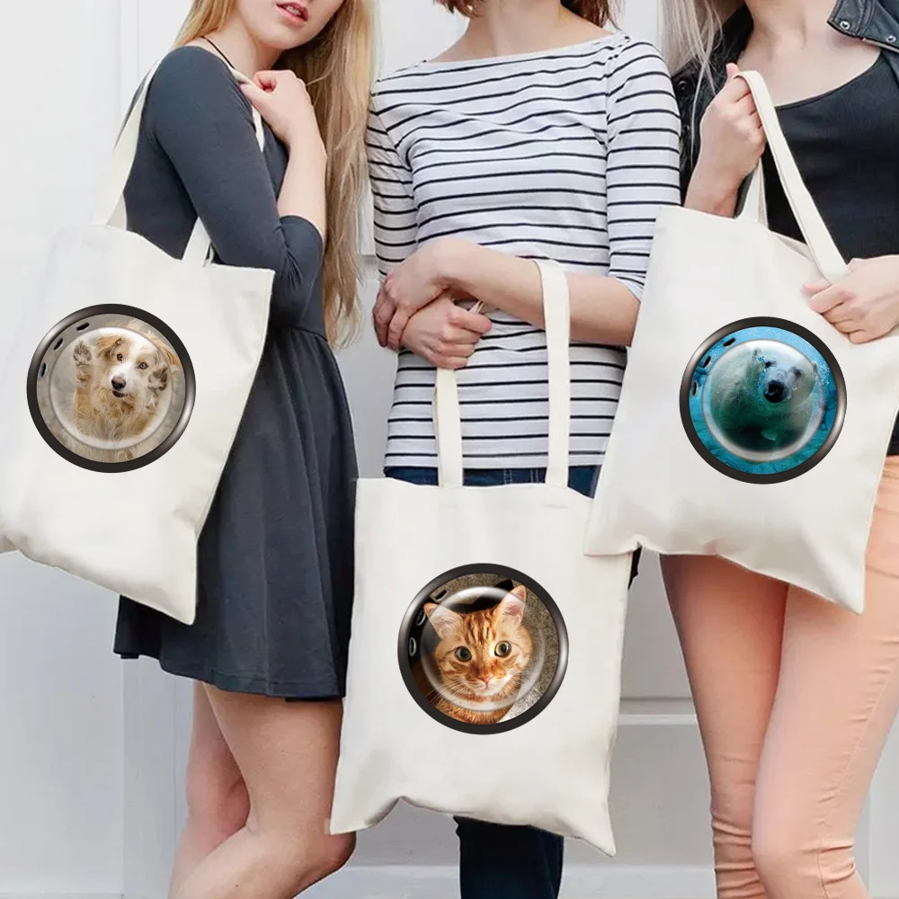 

Single Shoulder Canvas Bag Eco-friendly Shopping Pouch Window Series Simple Casual Storage Pack Portable Commuter Bags