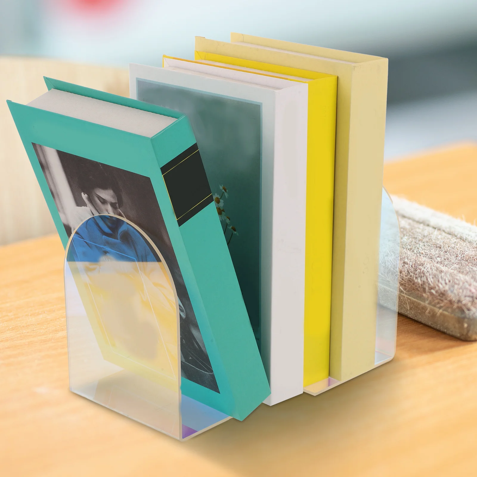 L-förmige Buchstützen, Acryl, transparent, Desktop-Organizer, stabiler Buchständer, Halter für Studenten, Büro, Multifunktionsstudie