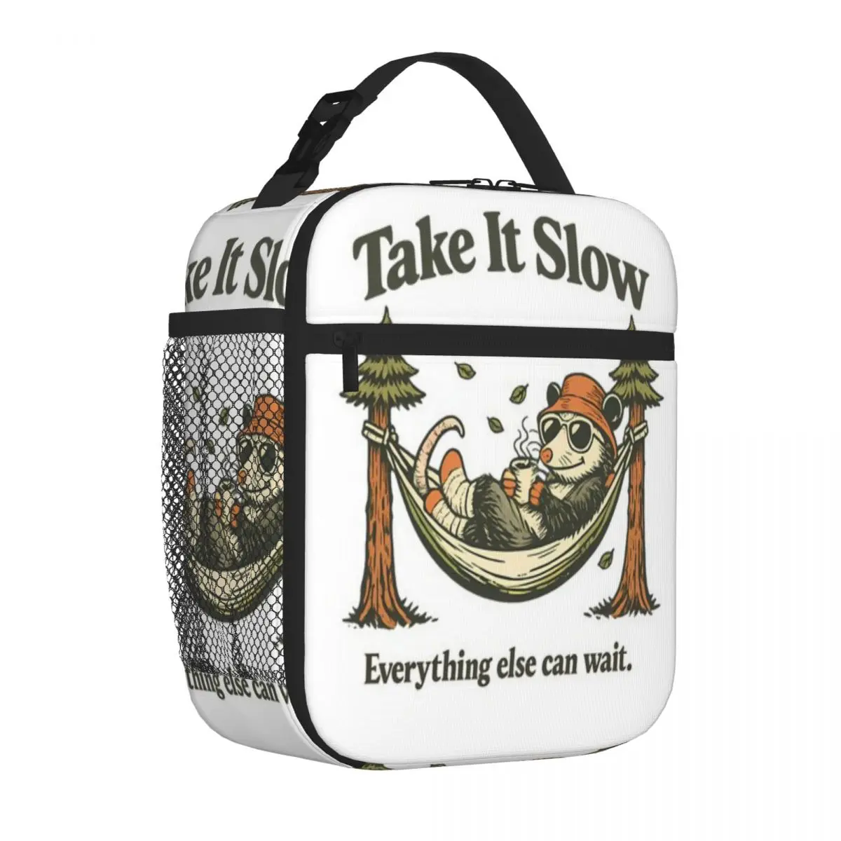 Hot Sale Take It Slow Relaxing Camping Opossum Vintage Design Nautical Meal Bag Daily Outdoor Meal Prep Bag