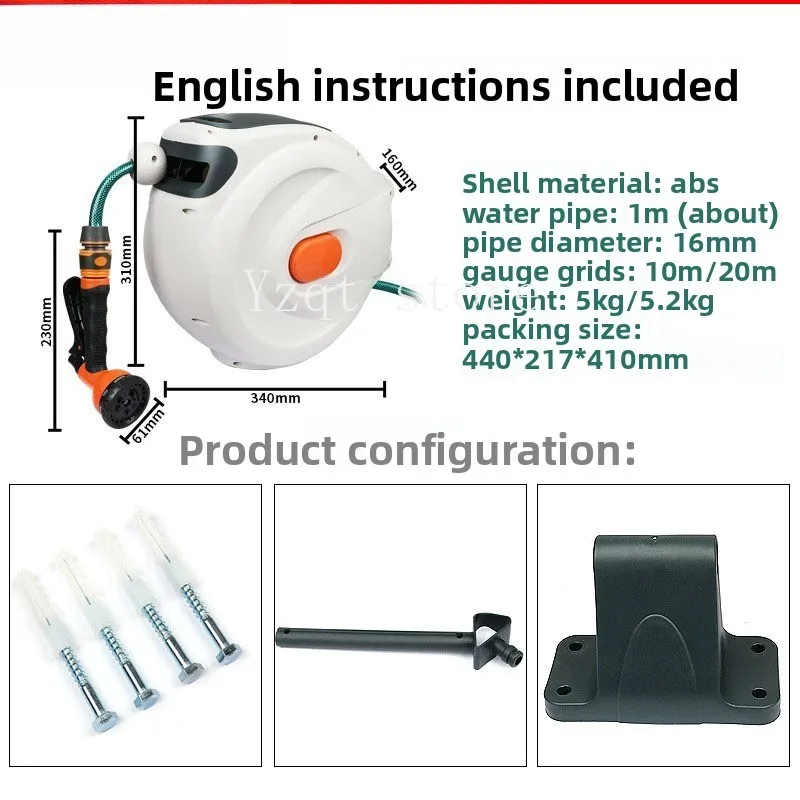 High Pressure Garden Irrigation Water   Car Wash Drum  Wash Equipment Automatic Telescopic Pipe Reel Tool