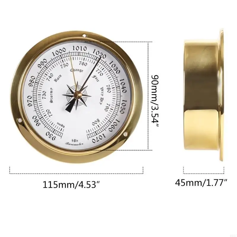B0KC Wall Mounted Thermometer Hygrometer Barometer Watch Tidal Clock