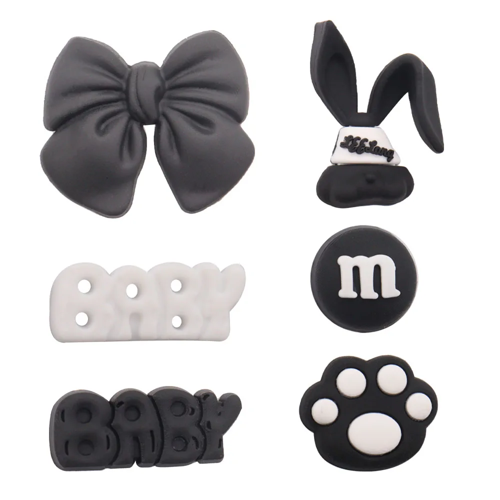 Single Sale 1pcs PVC Shoe Charms Buckle Paw Prints Chocolate Rabbit Bow Sandals Shoes Decoration Fit Wristbands Kids Party Gift